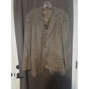 Hart‎ Schaffner Marx Gray Plaid Blazer, Men's 46L Sport Coat, Formal Suit Coat